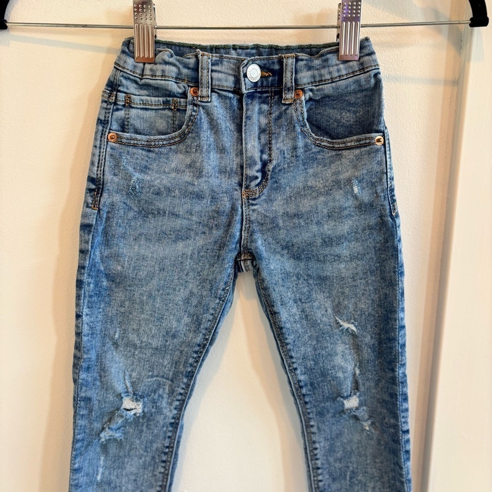 Zara Kids The Slim Denim Adjustable Waist Medium Wash Skinny Jeans Size 4-5 year - Picture 3 of 10